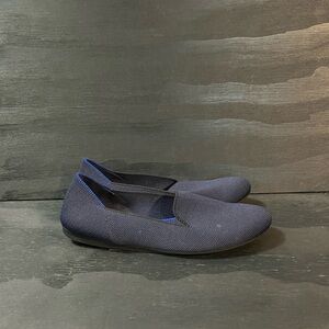 Rothys The Flat Navy Blue Knit Round Toe Ballet Flats Slip On Women's Size 6.5